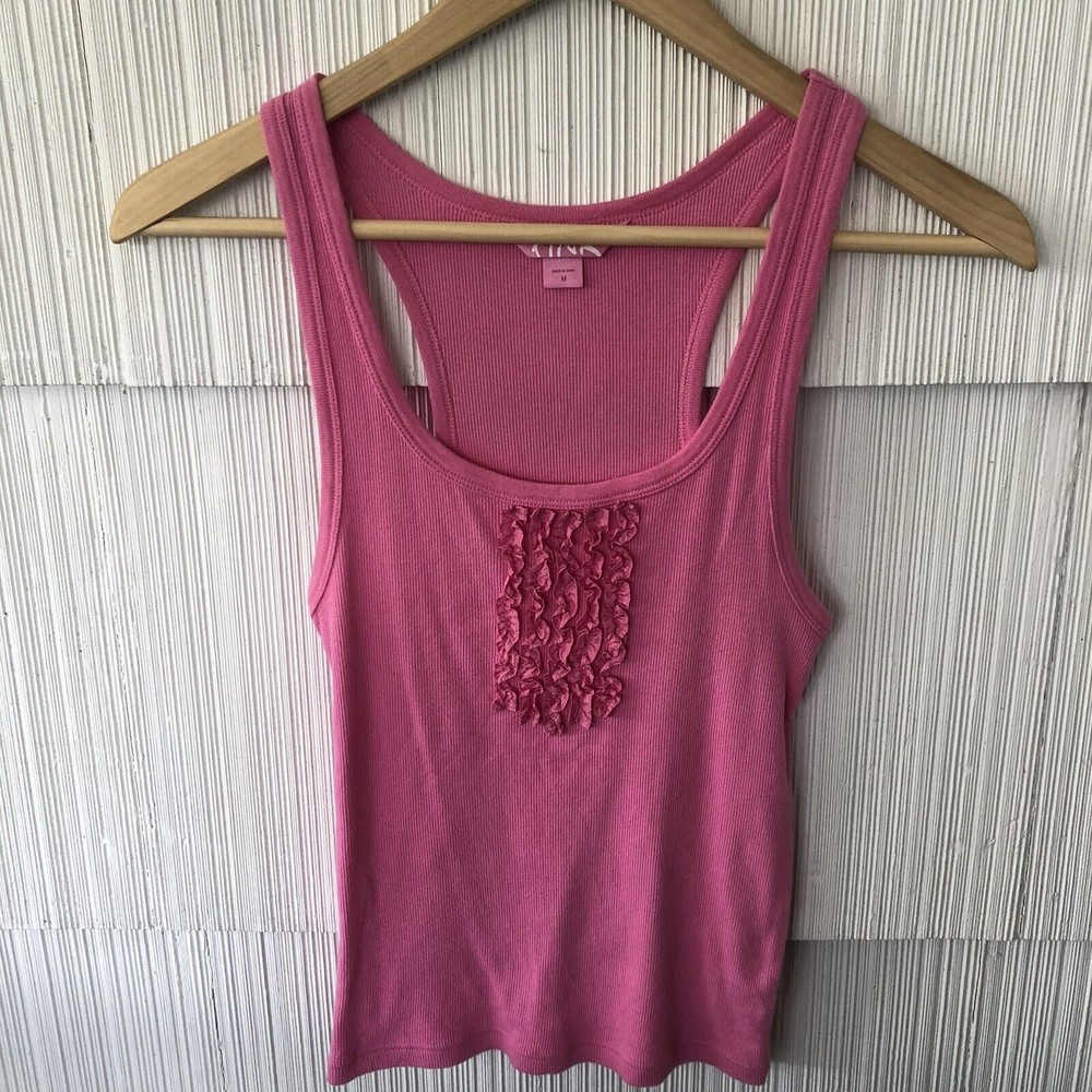 NWOT  Victoria's Secret Pink Ruffled Tank Top Size Medium Barbie Core